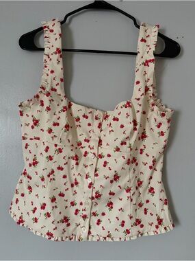 Zara Cream Floral Ruffle Button-Front Camisole